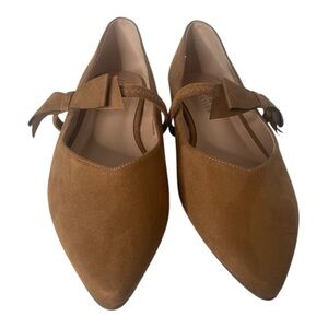 Journee Collection Women's Tan Flats Bow Detail Faux Suede Sz 9-1/2W